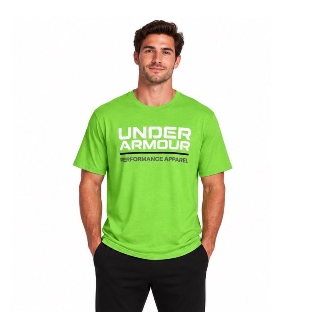 Under Armour Performance Apparel Graphic T-Shirt Lime Green L Workout Gym 110-61